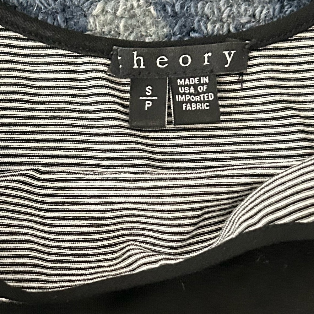 Theory Black and White Striped Top